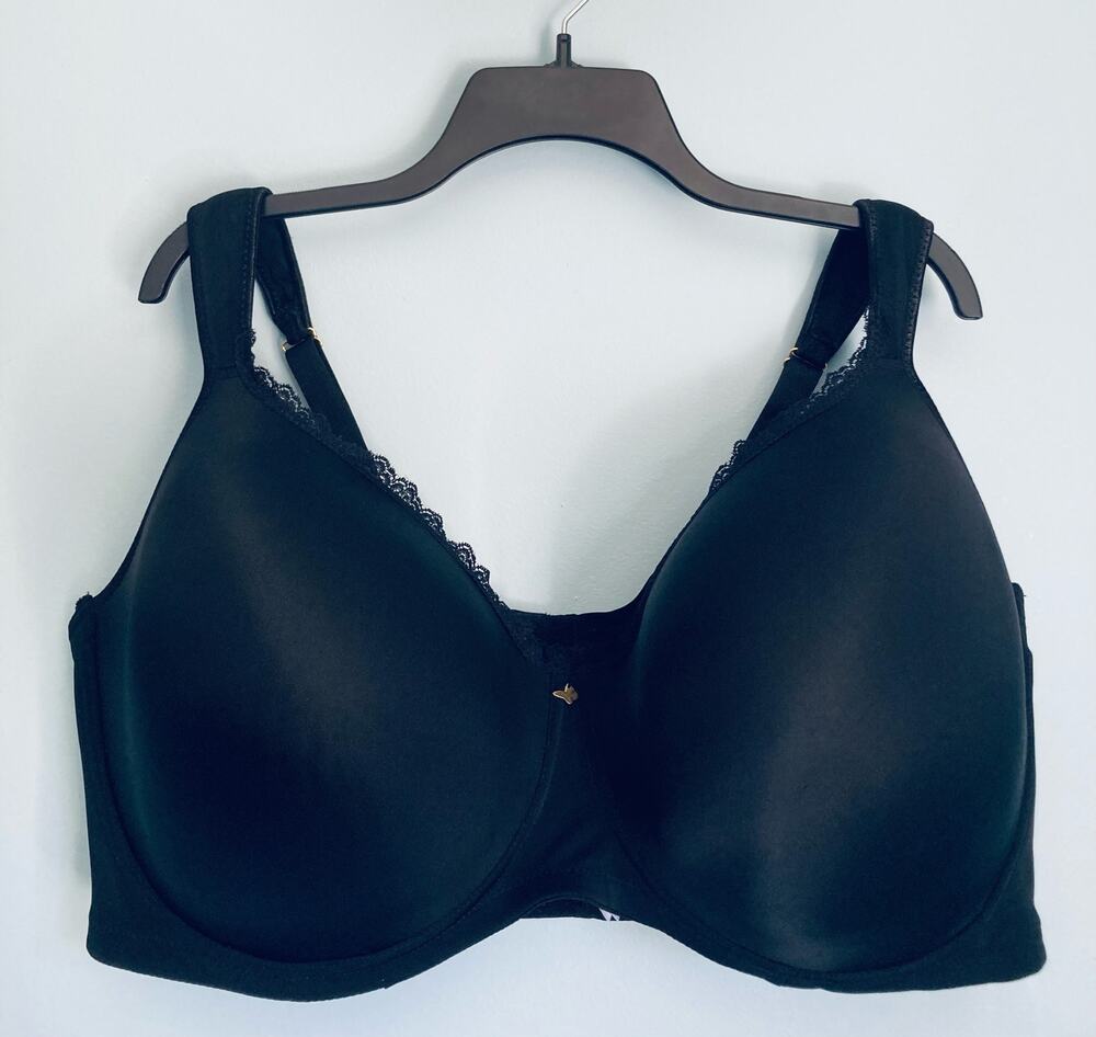 Ashley Stewart Smoothing Plunge Butterfly Bra Black 44H Casual Everyday